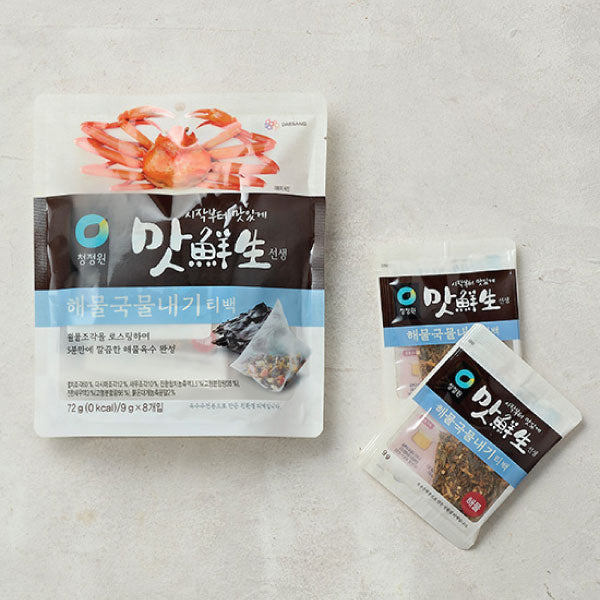청정원 맛선생 해물 국물내기 티백 9g*8개입 CJO Seafood Broth Tea Bag 72g