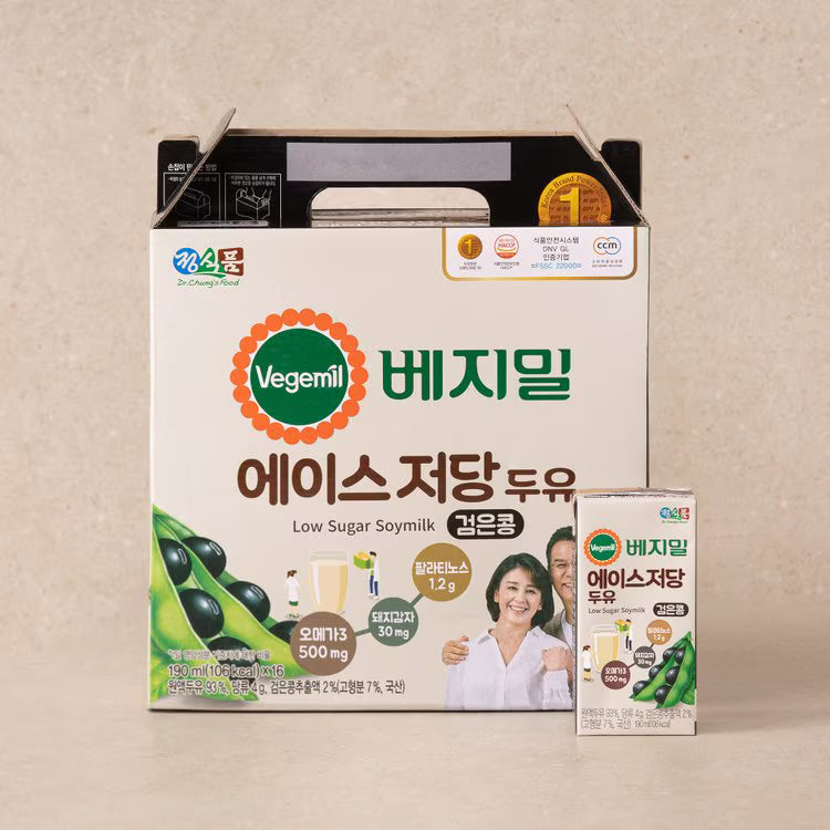 베지밀 에이스 저당 두유 190ml*16 Vegemil Ace Low‑Sugar Soy Milk 190 ml*16