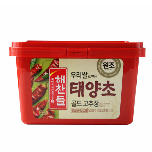 CJ 해찬들 우리쌀로 만든 태양초 골드 고추장 3kg CJ Hot Pepper Paste 3kg