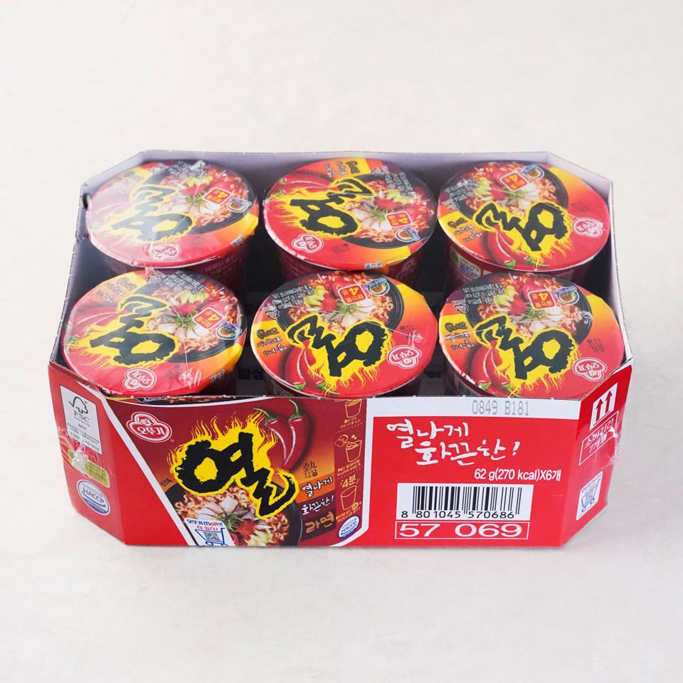 오뚜기 열라면 컵 62g*6 OTG Yeul Ramyun Cup 62g*6