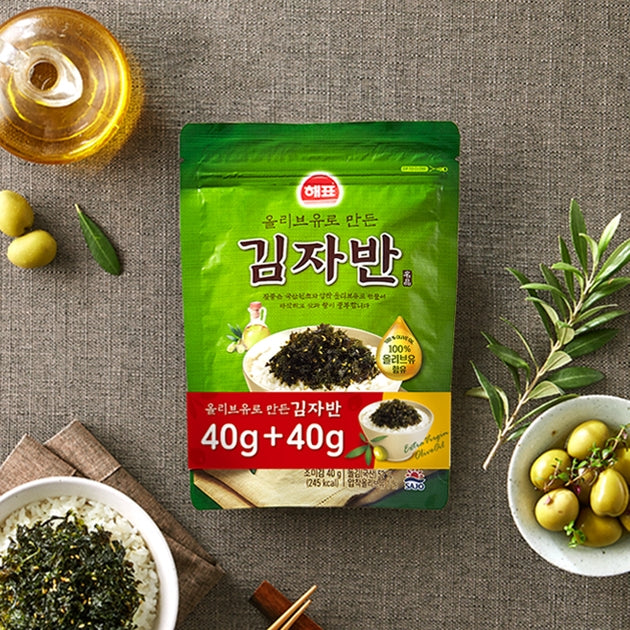 해표 올리브유 김자반 2팩입 (40g+40g) HAEPYO Seasoned Laver Flake Olive Oil 40g+40g