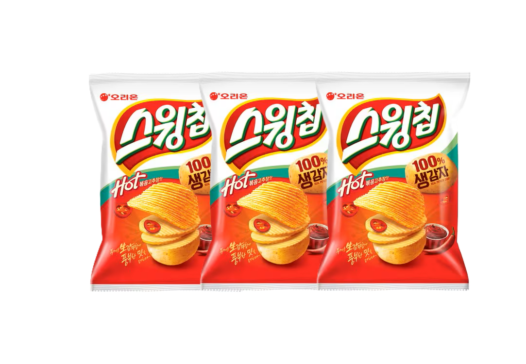 [묶음세일] 오리온 스윙칩 볶음고추장 60g*3 ORI Swing Chip Hot Pepper 60g*3