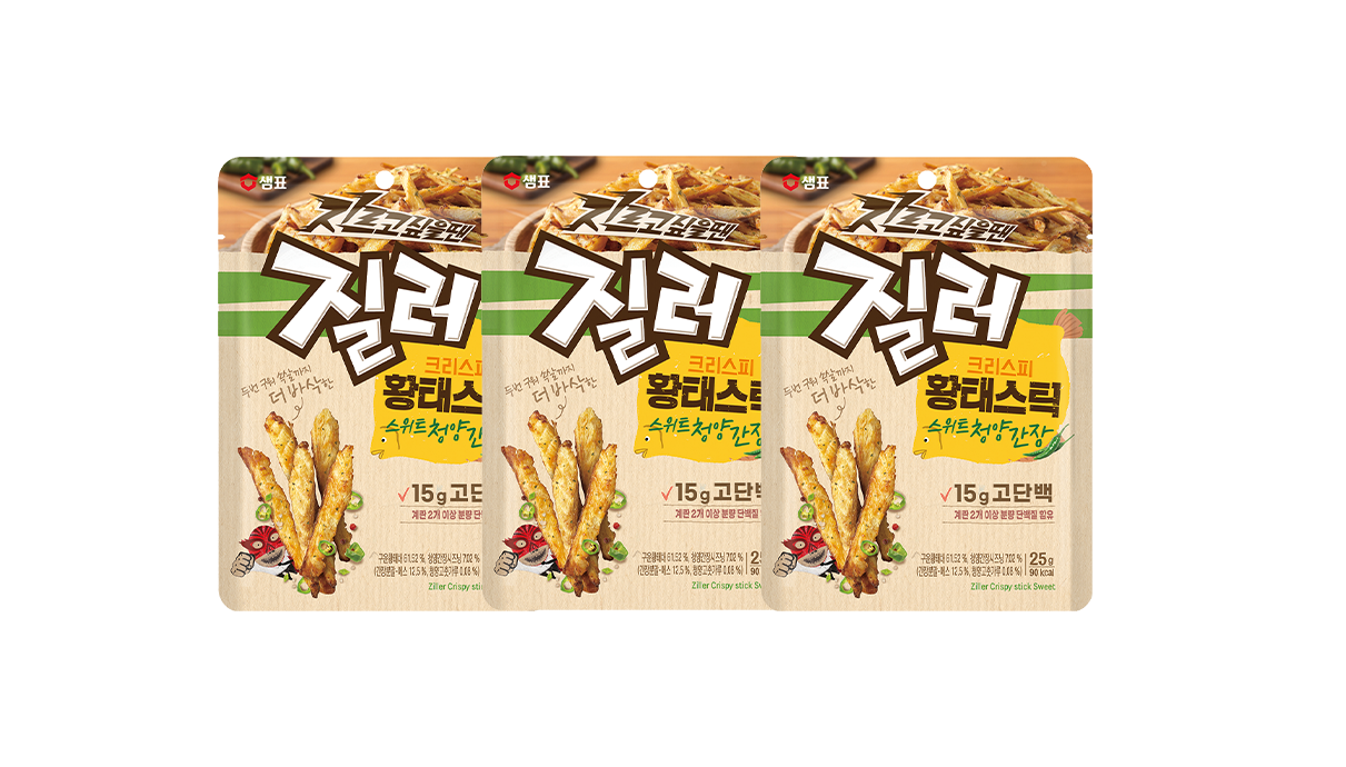 [묶음세일] 샘표 질러 크리스피 황태스틱 스위트청양간장 25g*3 SP Crispy Pollack Stick Snack 25g*3
