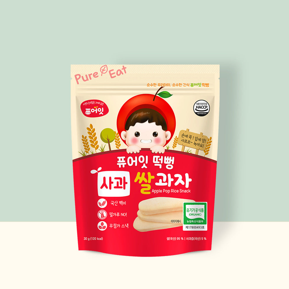 퓨어잇 떡뻥 쌀과자 [사과] 30g Pureeat Rice Puff Snack [Apple] 30g
