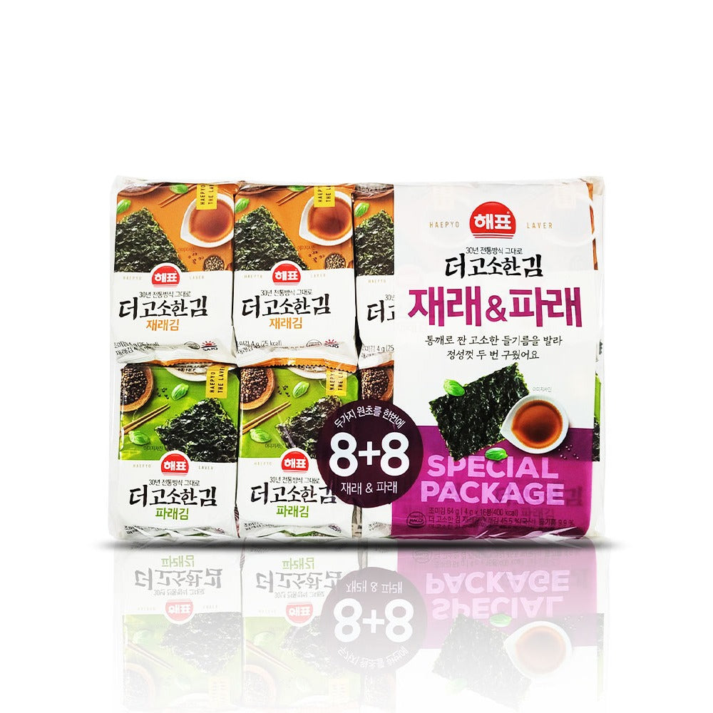 해표 더 고소한 재래&파래김 16팩 4g*16 HP Seasoned Laver Mix [16pack]