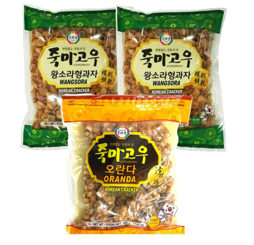 [묶음세일] 수라상 죽마고우 왕소라 과자2+오란다1 330g*3 SRS Korean Cracker Shell Shape 330g*3