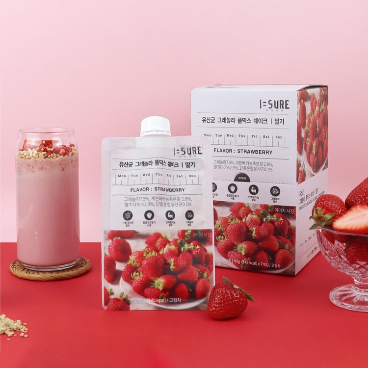 [묶음세일] 아이슈어 그래놀라 풀믹스 딸기 40g*7 I=SURE Granola FullMix Shake - Strawberry 40g*7