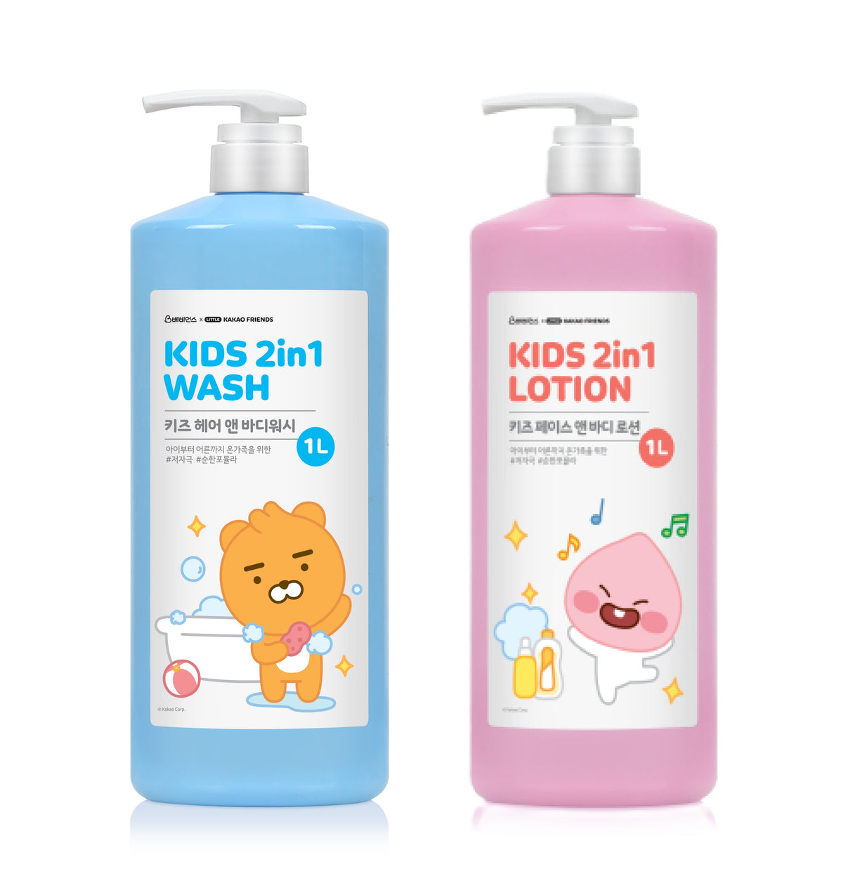 [묶음세일] 베비언스 리틀프렌즈 키즈 헤어 앤 바디 2종 (바디워시+바디로션) 1L*2 Bebience Little Friends Kids 2 In 1 Wash & Lotion 1L*2