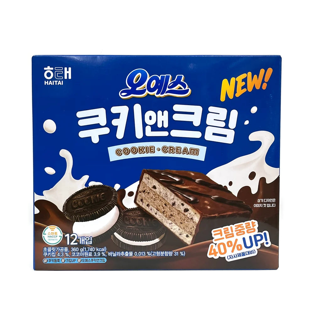 해태 오예스 [쿠키앤크림] 12개입 360g HT Oh Yes Choco [Cookie&Cream] 360g