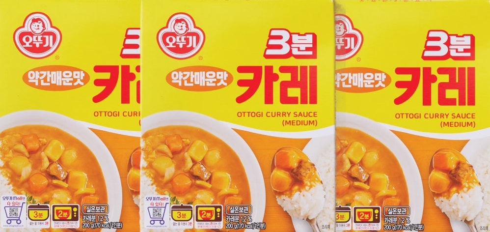 [묶음세일] 오뚜기 삼분 카레 약매 200g*3 OTG 3 Min Curry Sauce Slightly Spicy 200g*3