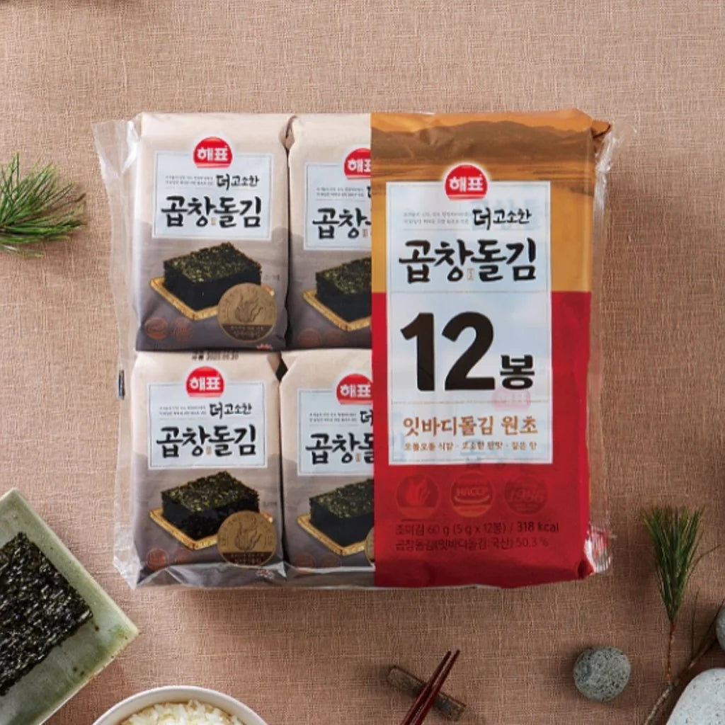 해표 곱창 돌김 도시락김 12팩 (5g*12) HP Gopchang Seasoned Laver 12p