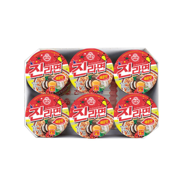 오뚜기 진라면 6컵 매운맛 65g*6 OTG Jin Cup Spicy 65g*6