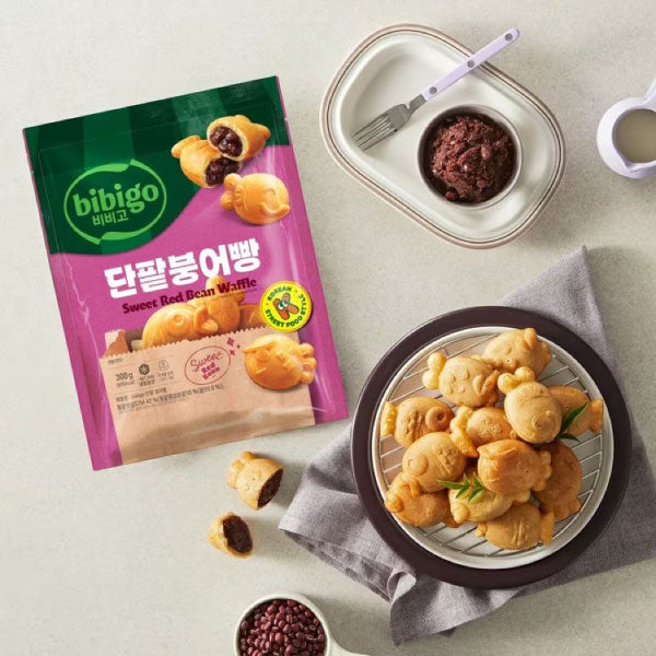 CJ 비비고 단팥 붕어빵 300g CJ Bibigo Korean Style Fish Shaped Wafflw with Sweet Red Bean 300g