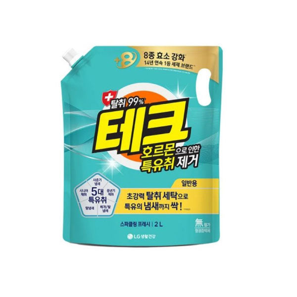 LG 테크  호르몬 특유취 제거 실내건조 액체세제 일반 리필 2L LG Tech Detergent Refill [Up Loader] 2L