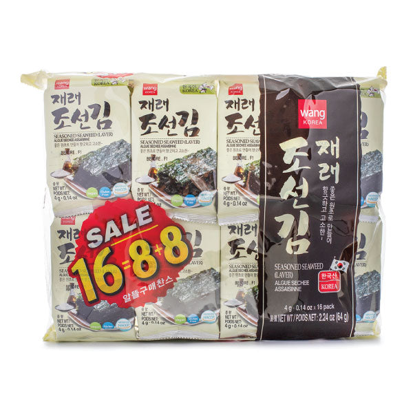 [1월세일] 왕 재래 조선김 도시락 16봉 Wang Seasoned Seaweed Laver 16PK