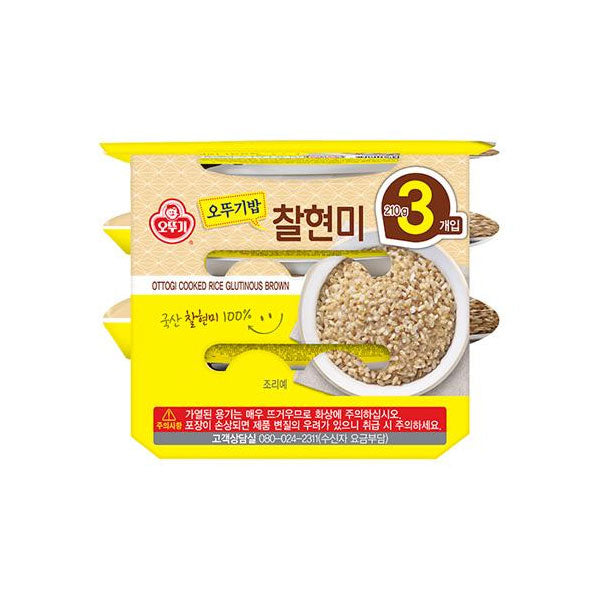 오뚜기 맛있는밥 [찰현미] 3번들 210g*3 OTG Cooked Rice [Glutinous Brown Rice] 3 Pack 210g*3