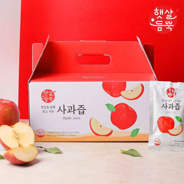 해인 햇살듬뿍 사과즙 (과채주스) 100ml*30 HI Apple Juice 100ml*30