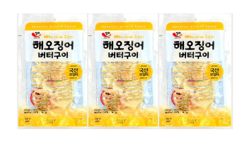 [묶음세일] 정화 버터구이 해오징어 35g*3 JH Grilled Squid With Butter 35g*3