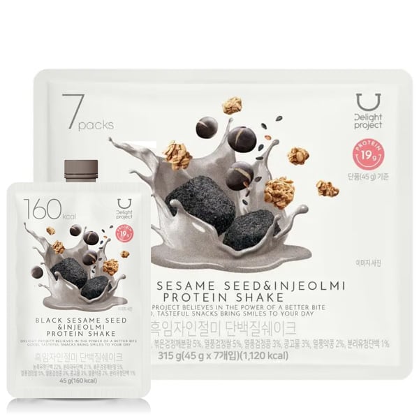 딜라이트 흑임자 인절미 단백질 쉐이크 45g*7 DLT Black Sesame Mixed Grain Protein Shake 45g*7