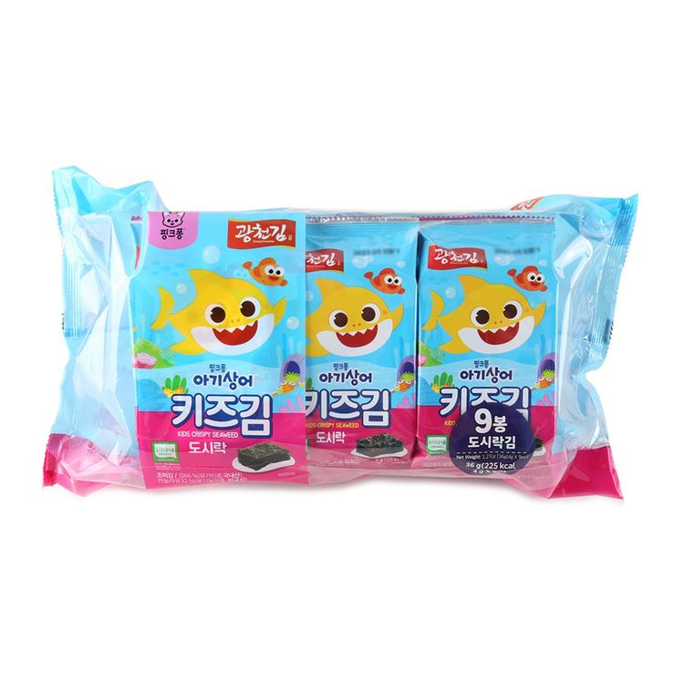 광천 핑크퐁 키즈김 도시락 4g*9 KC Kids Grilled Laver Mini 4g*9