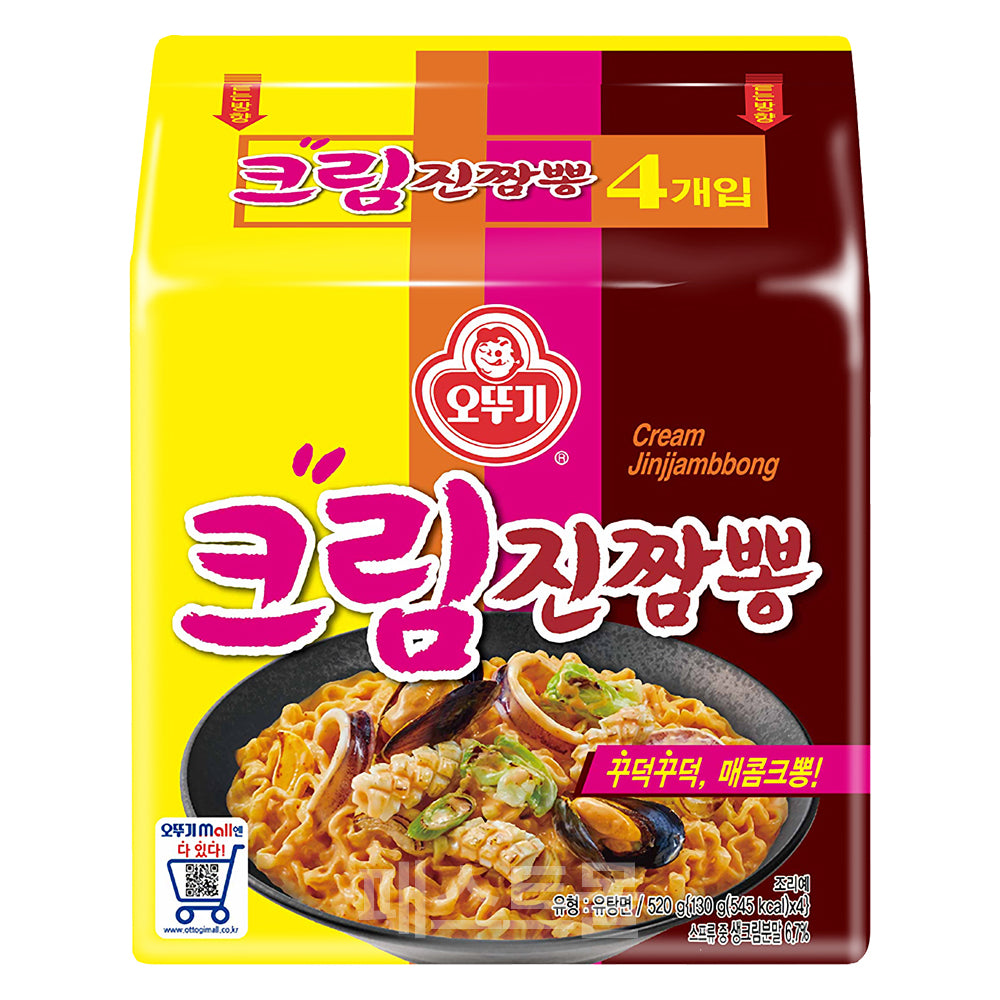 오뚜기 크림 진짬뽕 멀티팩 130g*4 OTG Jin Ceam Spicy Ramen Noodle 130g*4