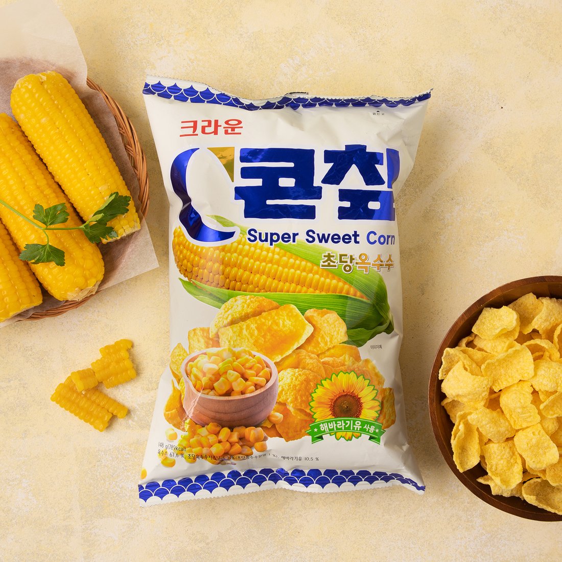 크라운 콘칩 초당옥수수 148g CRW Corn Chip Super Sweet Corn 148g