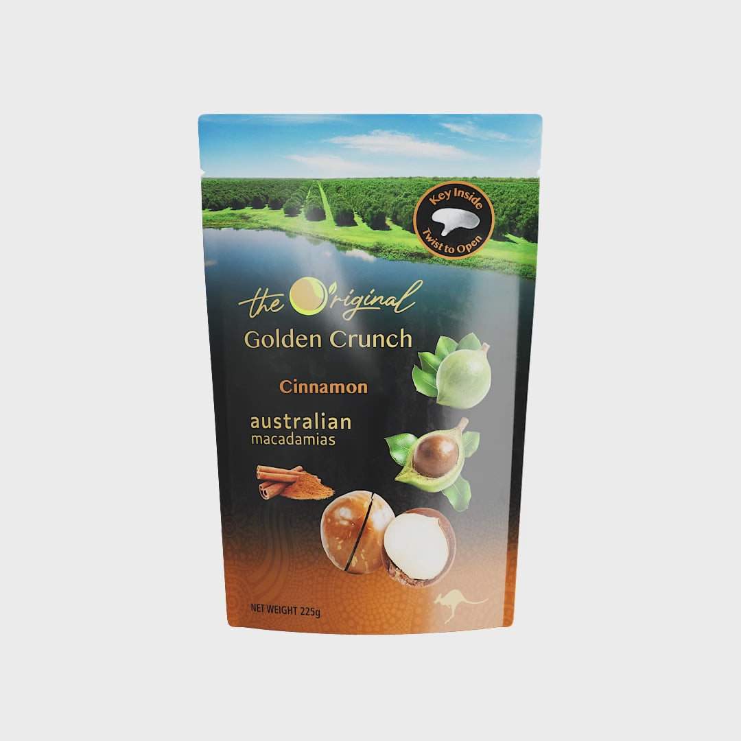 [✈️한국행 6kg 택배비 포함] 골든크런키 마카다미아 [시나몬] 20봉 1박스 Golden Crunch Macadamias [Cinnamon] 225gX20