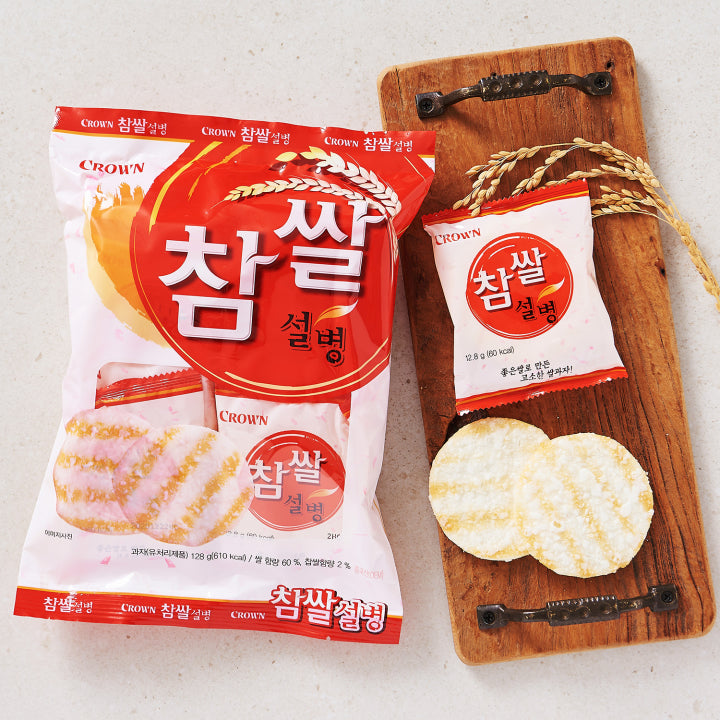 크라운 참쌀 설병 (빨강) 128g CRW Rice Biscuit (Sweet) 128g